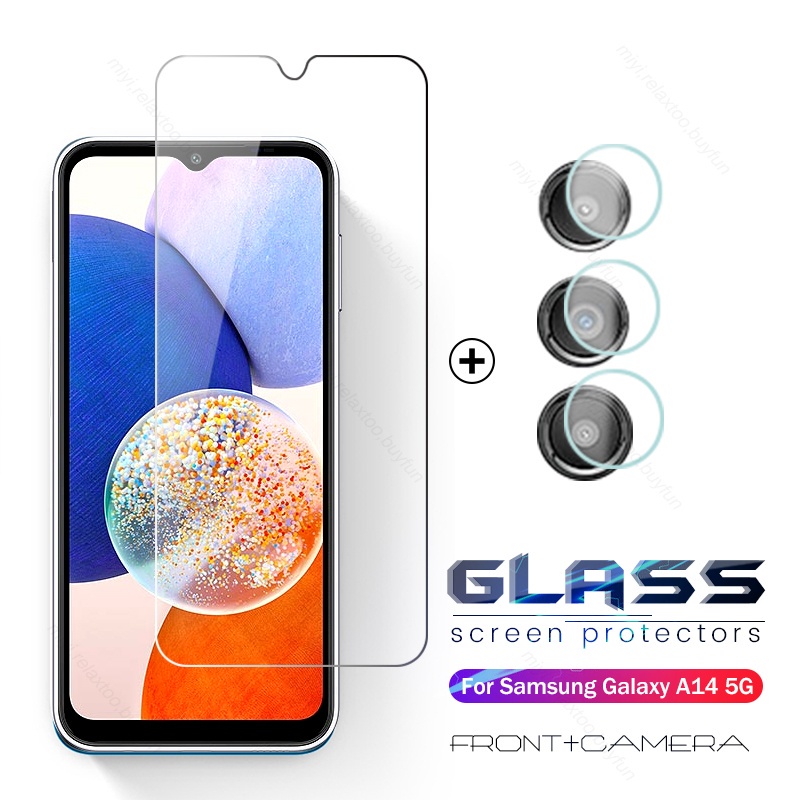 Pelindung Layar Bahan Tempered Glass Samsung Galaxy A14 4G / 5G Samsung A24 4G Samsung A34 5G Samsung A54 5G Samsung A74 5G Paket 2 in 1