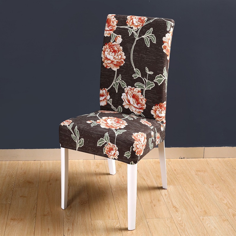 Mi.more 4pcs Sarung Kursi Flower Patterns Elastic Chair Cover Removable Washable Dining Chair Cover Elastis Anti Slip Non Slip Kursi Penutup Dilepas Dicuci Elastis Kursi Penutup Chair Cover