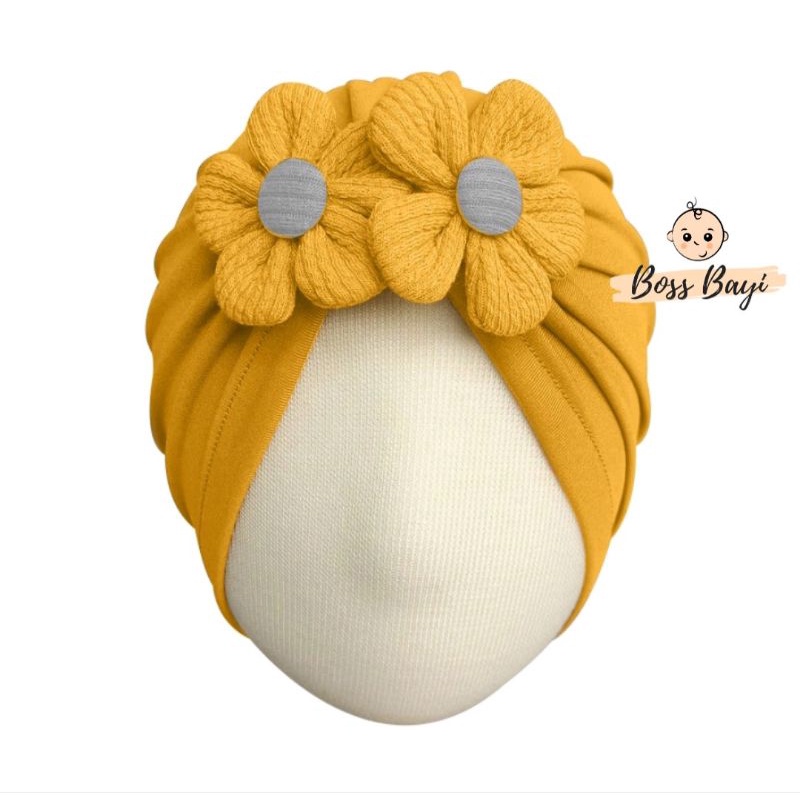 LITTLE PRENSES - Helian Baby Turban / Turban Bayi Aplikasi Bunga