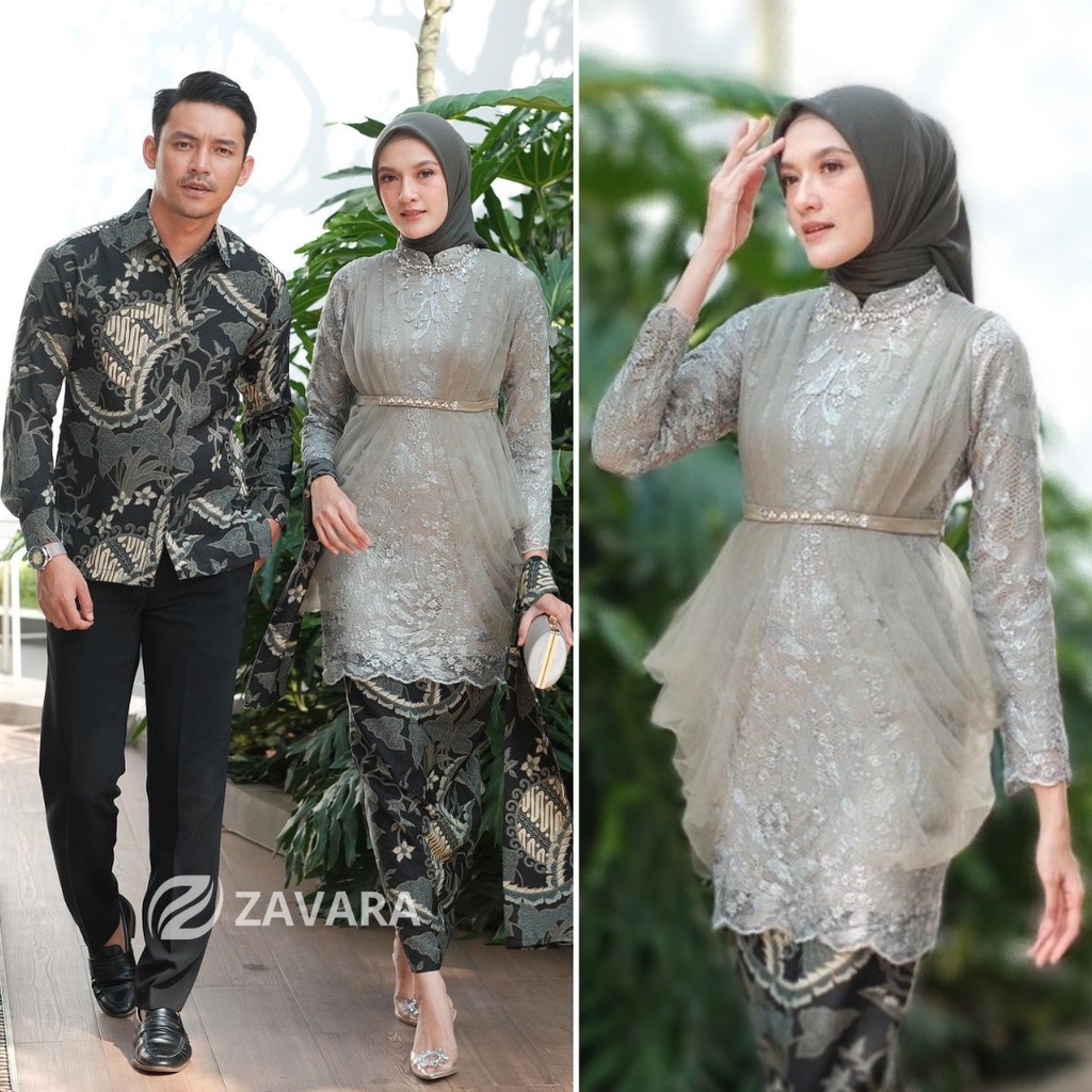 Kebaya Wisuda Couple Modern Kebaya Madina Set Tunik Lamaran Tunangan Batik Baju Couple Kondangan Terbaru 2023