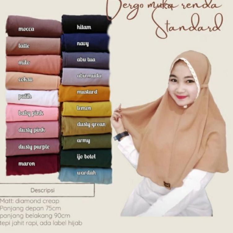 bergo muka renda standart / hijab bergo renda / bergo maryam standart / hijab instant ◦ GRA.2Fe23d