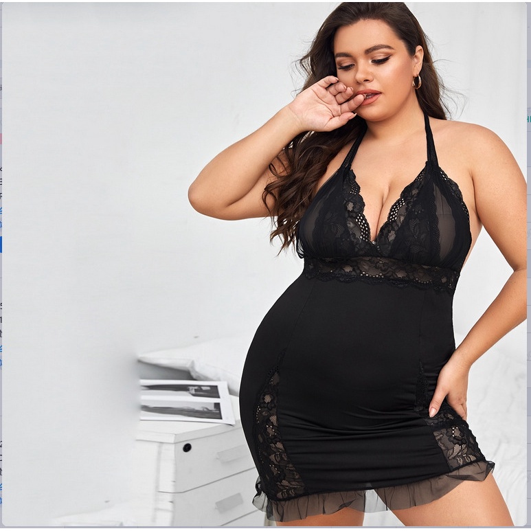 Lingerie GN1001 daster seksi big size wanita / baju malam lingerie wanita jumbo(J2S8) Pakaian Dalam 