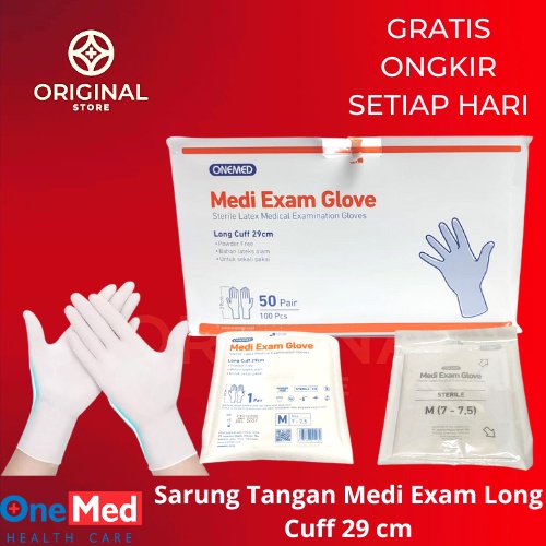 Sarung Tangan Steril Medical Exam Glove Sterile Long Cuff / Medical Exam Glove Long Cuff 29cm ECERAN- ONEMED