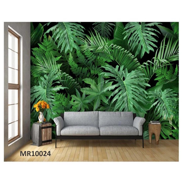 PHOTOWALL MURAL DINDING 3D WALLPAPER MURAL BUNGA DAUN MONSTERA HIJAU