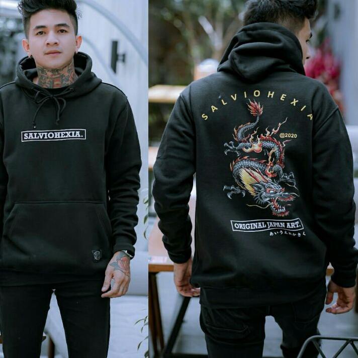 ♠ Sweater Hoodie Salviohexia Jaket Japan Art Jaket Pria Sweater Dragon Sweater Naga Slvhx ➬