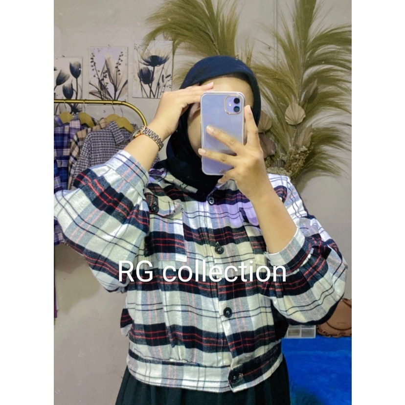 JAKET TARTAN COTTON FLANEL OVERSIZE CROP LD 115cm (COD) / OUTER FLANEL