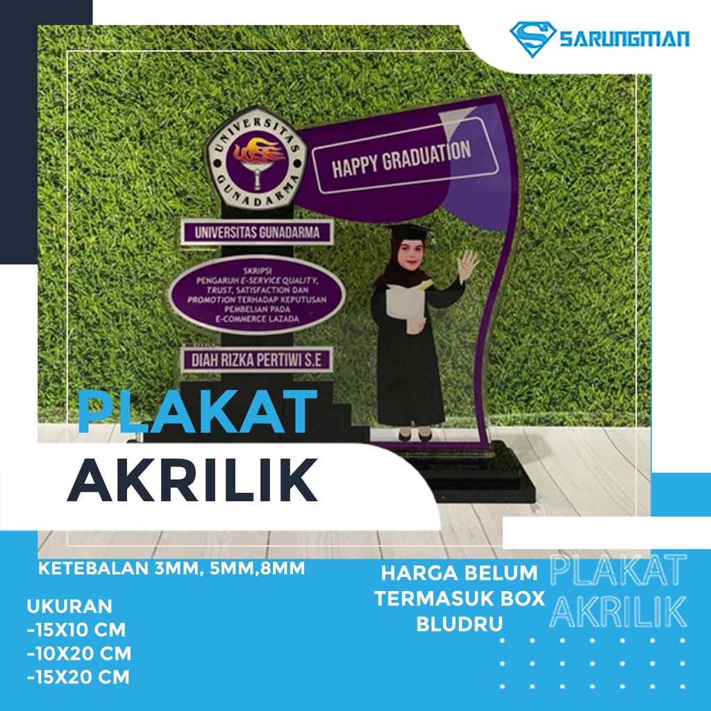 Plakat Akrilik,Plakat Custom Plakat akrilik wedding Plakat akrilik wisuda Plakat akrilik premium Plakat KKN magang Kado wisuda kado nikah Plakat Trophy