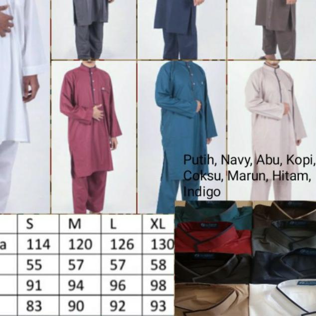 ❊ Al Khoir Set muslim gamis celana pria katun premium type madina ♫