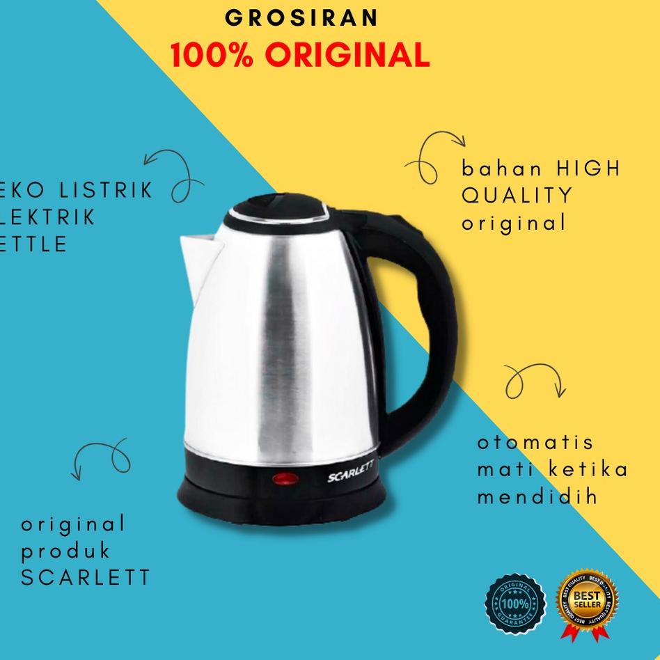 ♣ Teko Listrik Scarlett Alat Rebus Pemanas Air Minum Super Kettle Mini Termurah stainless ceret L4K4