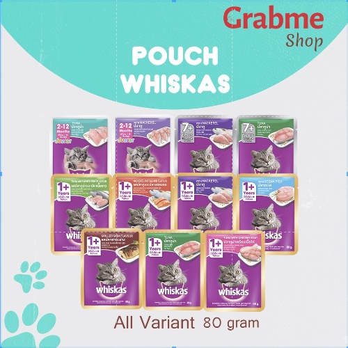 Makanan ringan kucing Whiskas pouch 1 dus @24 pcs All Varian