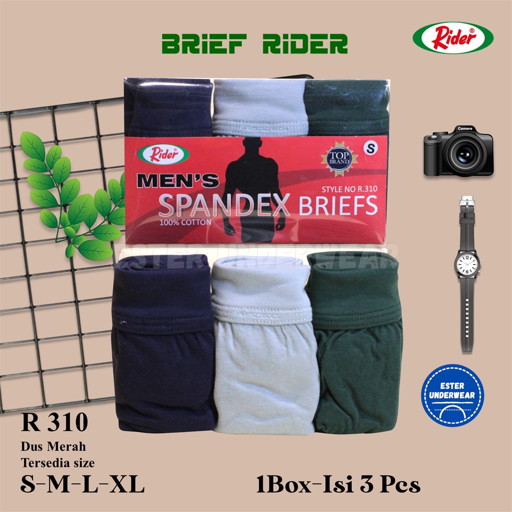 Celana Dalam Men&quot;s Brief Rider R 310M Dus Merah Isi 3Pcs/Pack