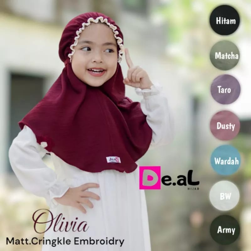 Jilbab Anak Crinkle Air Flow Olivia / Jilbab Anak Bergo Kerut 3-6 Tahun Terbaru / Alody's Collection