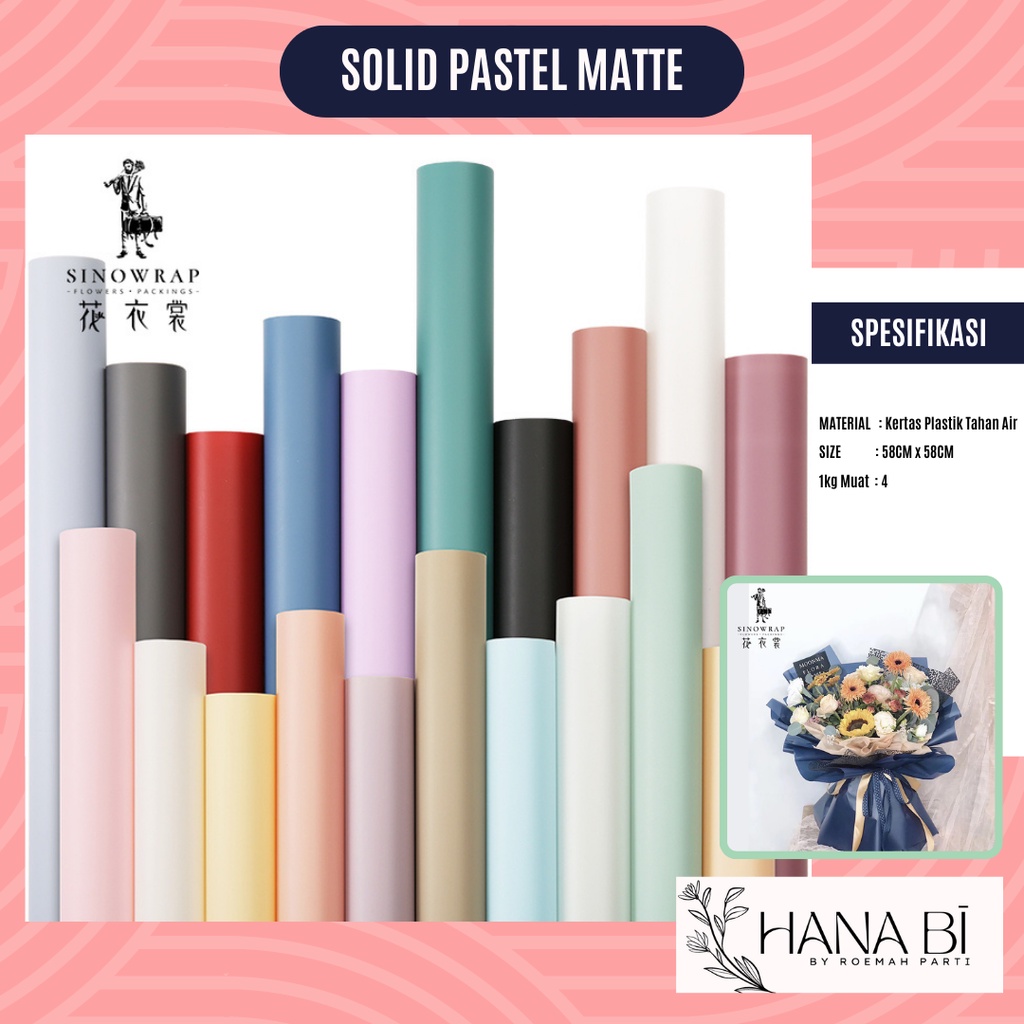 

5 Lembar Cellophane Flower Wrapping Paper Solid Pastel Matte Kertas Colour kertas P.MTZ