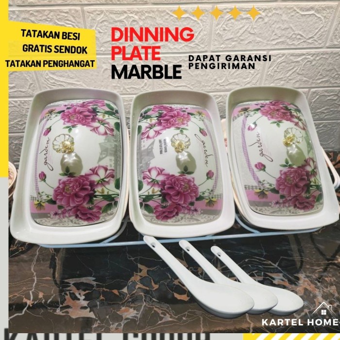 HOME WADAH SAJI MAKANAN PRASMANAN KOTAK KERAMIK MOTIF KING SET ISI 3