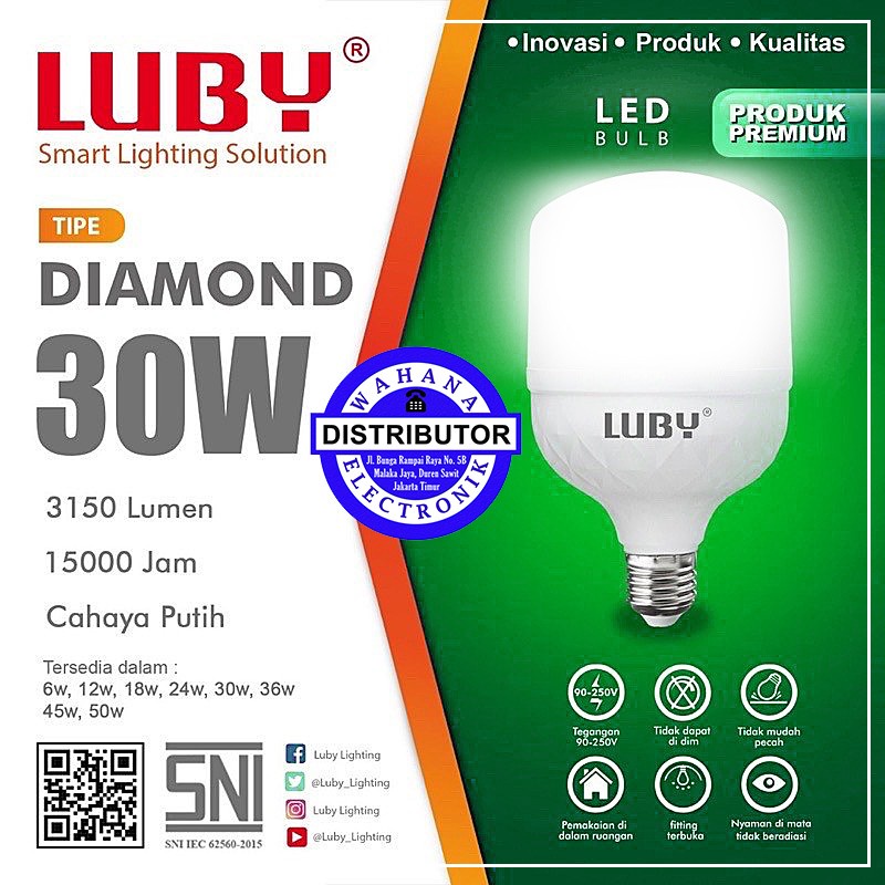 Lampu Led Capsule Luby Diamond 30 Watt Cahaya Putih