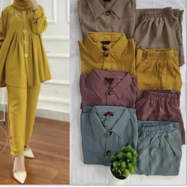 ☈ Zivia Set - Setelan Crinkle Airflow Polos Standar / Setcel polos crinkle / One set zivia premium /