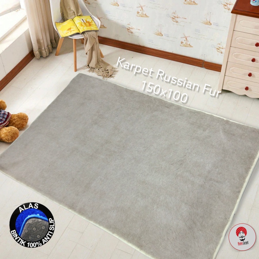 Karpet Lantai Bulu Korea Lembut Besar Rusian fur Kualitas Premium 200cm X 150cm