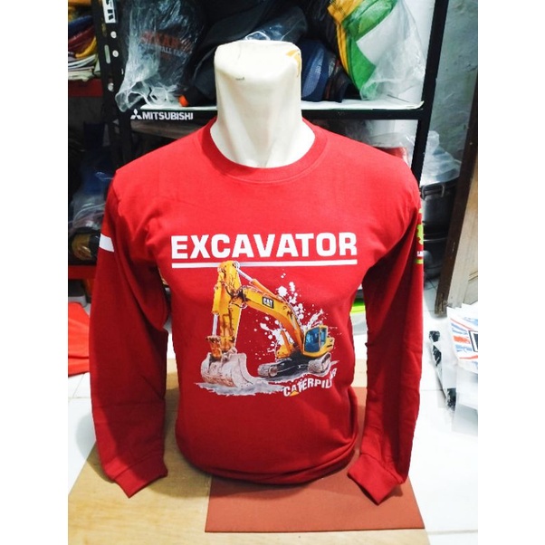 Baju kaos lengan panjang excavator Caterpillar/kaos alat berat excavator