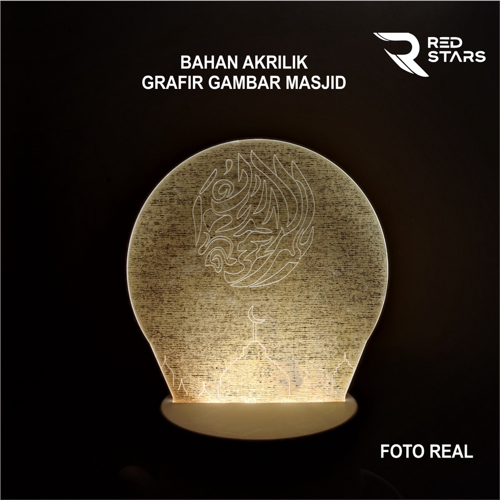 Lampu Tidur Hias LED 3D Kaca Acrylic Transparant Kaca Bening