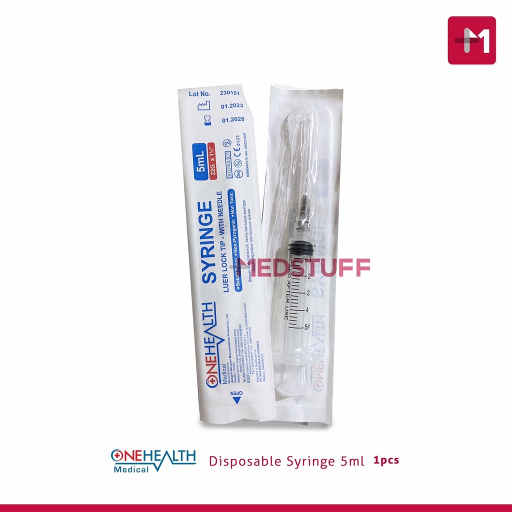 Disposable Syringe Onehealth 5ml Spuit 5cc Spoit 5cc Jarum Suntik 5cc