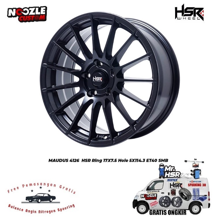 VELG MOBIL HSR RING 17 TYPE  MAUDUS LEBAR 7,5 RATA PELEK RACING HSR RING 17BAUT 5