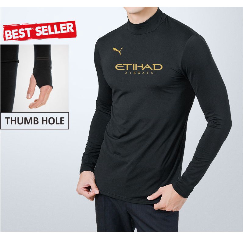 KAOS MANSET BASELAYER ETIHAD  HITAM PREMIUM GYM/ RUNNING / CYCLING
