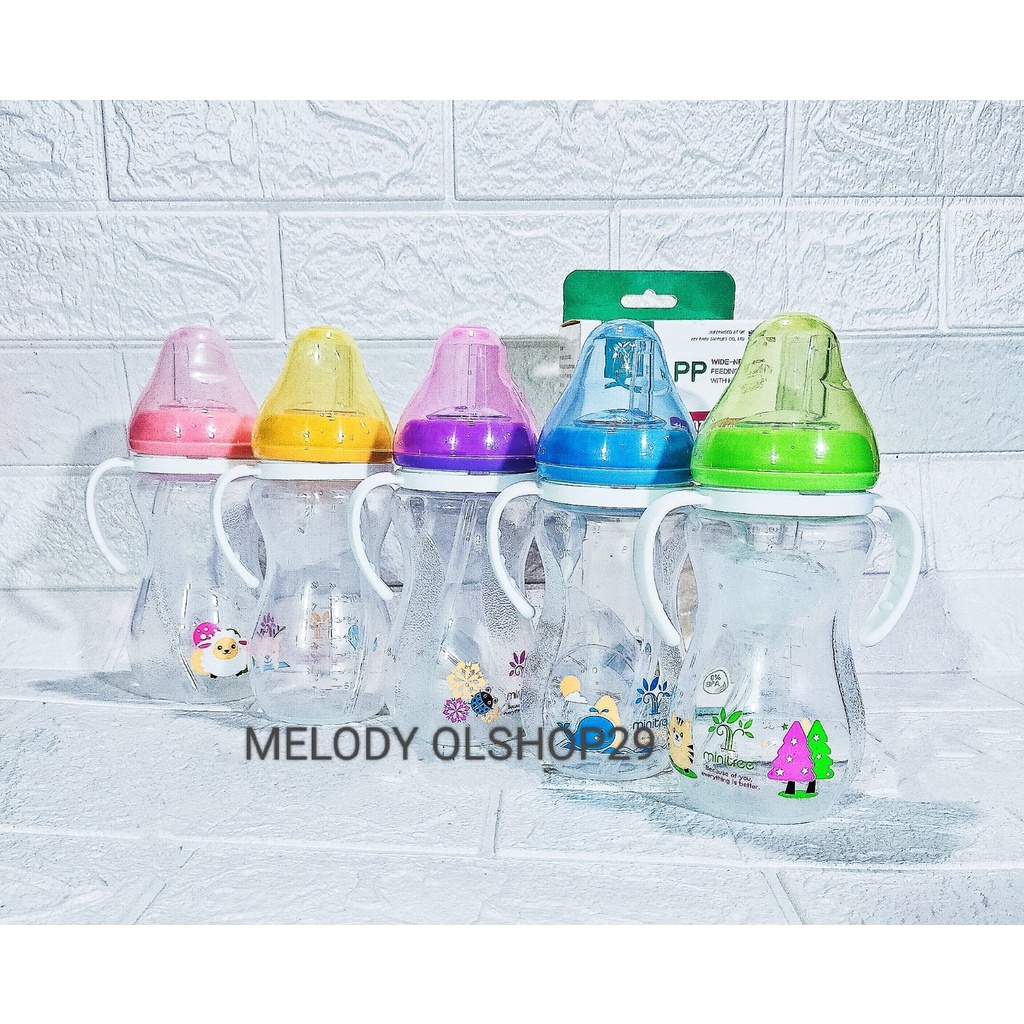 Botol Minum Anak/Botol 2 IN 1 Dot dan sedotan/Karakter Tutup Clip/import/botol Kartun 330ML