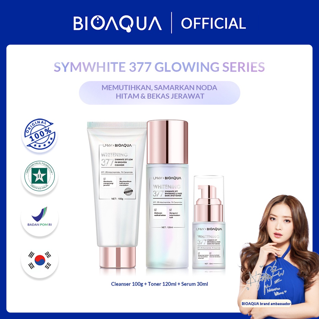 (LB) BIOAQUA SYMWHITE 377 WHITENING &amp; FADE DARK SPOT CLEANSER / TONER / SERUM - SKINCARE BIOAQUA BPOM