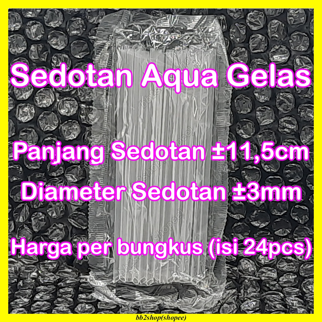 Sedotan Plastik Aqua Gelas Kecil Mini Pendek Runcing Minuman Cup Straw AMDK Kemasan Akua Akuwa
