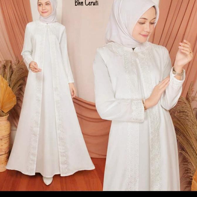 Gamis Putih Wanita Bahan Sifon Gamis Putih Abaya