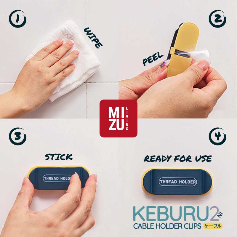 MIZU KEBURU-NI Cable Holder Clips Self Adhesive Cord Holder Cable Organizer Clips Klip Kabel Tempel
