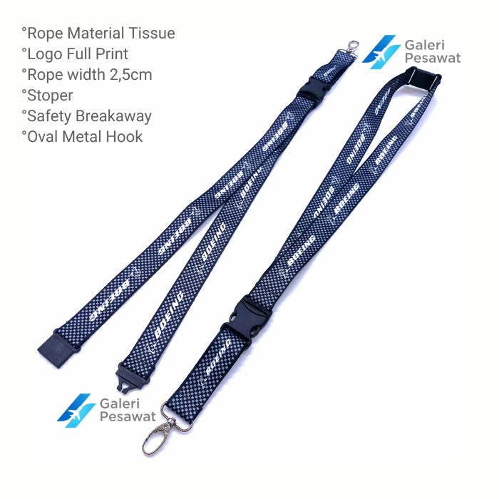 

Lanyard / Gantungan Tali Id Card Boeing Carbon Premium Star Seller