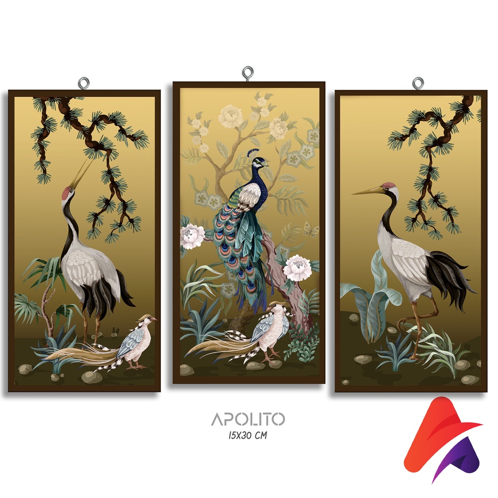 APOLITO (15X30 CM)HIASAN DINDING BURUNG WALL DECOR HIASAN DINDING BURUNG PAJANGAN KAYU GAMBAR BURUNG