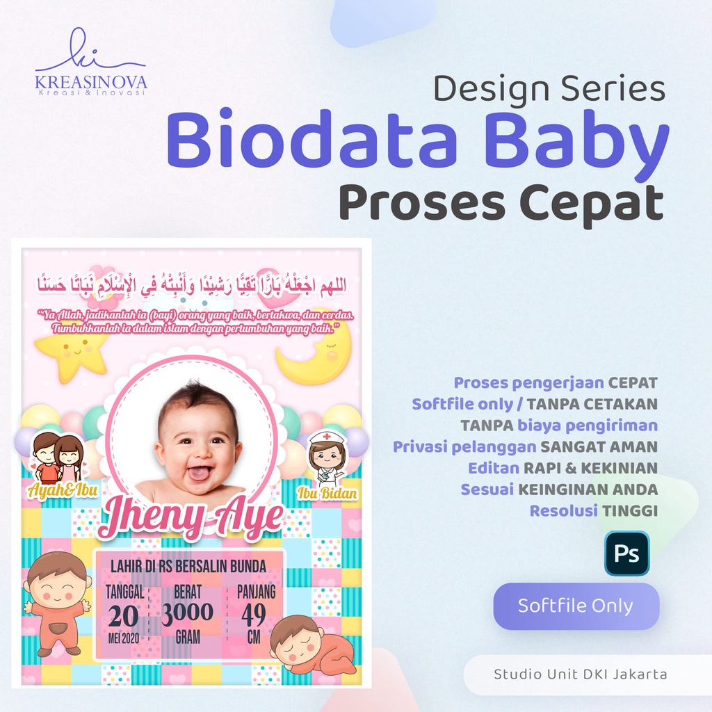 Edit foto biodata bayi ( bio data custom )