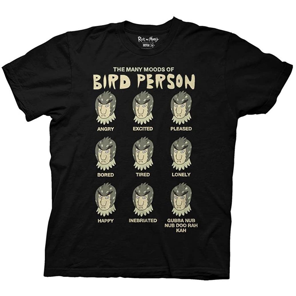 KAOS Ripple Junction Rick and Morty Many Moods of Bird Person Adult T-Shirt