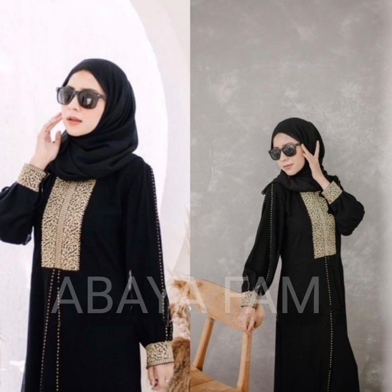 VIRAL Abaya Gamis Hitam Turkey Maxi Dress Arab Saudi Bordir Zephy Turki Umroh Dubai India Wanita 255