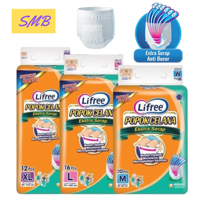 Lifree Ekstra Serap Popok Celana Dewasa M20 L16 XL12 Extra M L XL