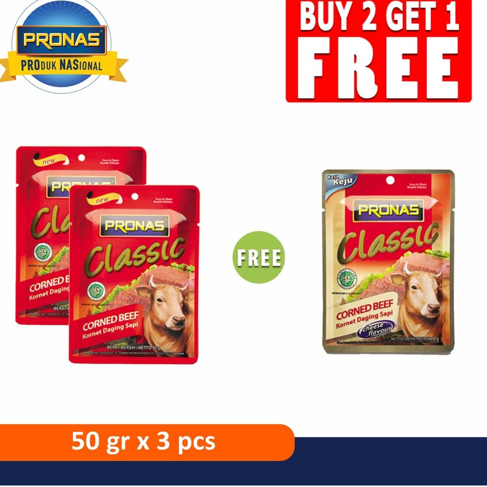 

7.7 STOK READY PRONAS Kornet Sapi Sachet 50g (2pc) Free Kornet Sachet Keju 50 g (1pc)