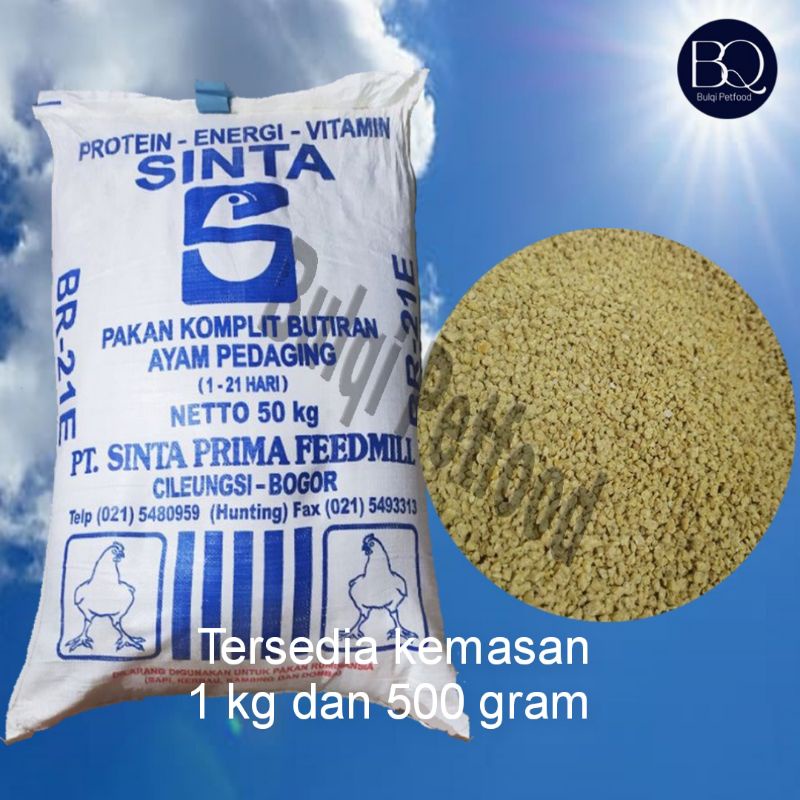 Pur ayam pedaging BR21E SINTA pakan ayam pedaging Repack 1 kg