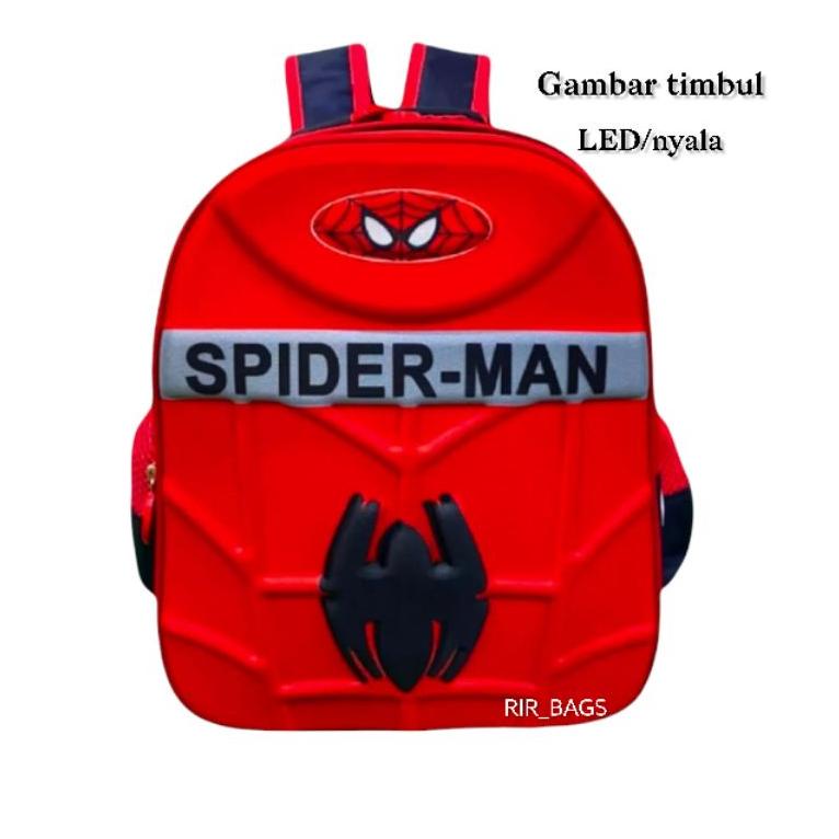 SALE Tas sekolah anak spuderman TK LED/Tas ransel sekolah anak TK LED/Tas anak karakter Spiderman TK