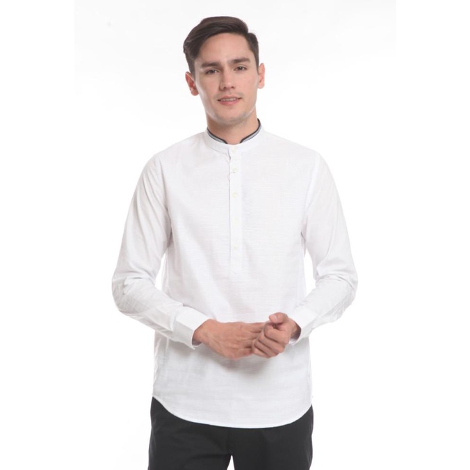 TERLARIS MOC Kemeja Lengan Panjang Slim Fit Rojjaz-White /BAJU KOKO PRIA/BAJU KOKO DEWASA/BAJU KOKO 