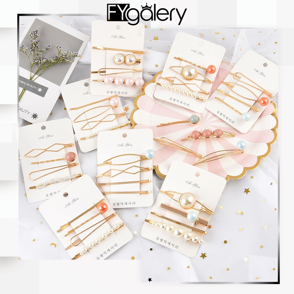 FYGALERY ACC143 Jepit Rambut Gold Mutiara Korea Style Pearl Hairpin Aksesoris Rambut Wanita Murah