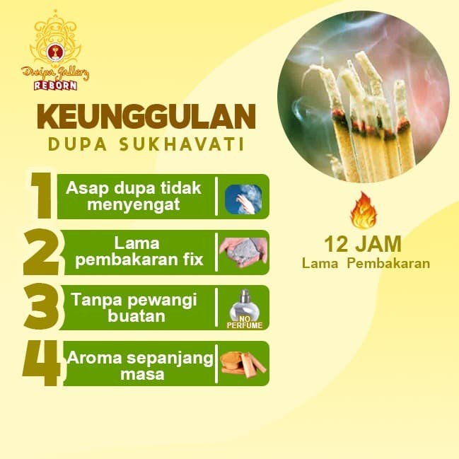 Dupa/Hio Wangi/Harum Cendana China Putih Sukhavati 12 jam 9 batang