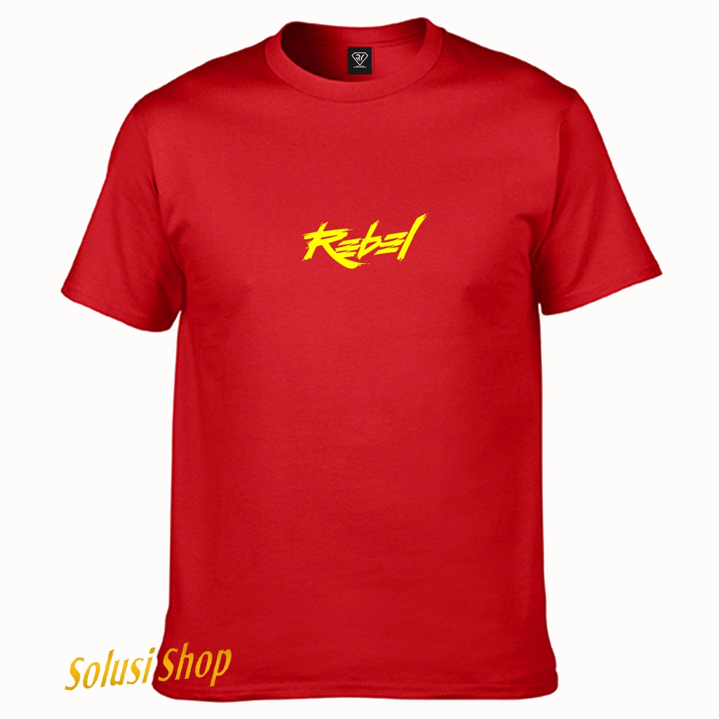 Solusishop T Shirt Pendek Rebel Yellow - Kaos Unisex Premium - T-Shirt Pria Wanita