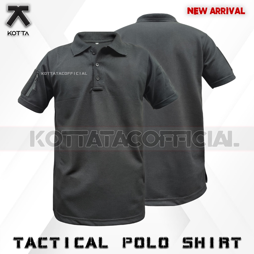 KAOS WANGKI TACTICAL HITAM - KAOS KERAH TENTARA - POLO SHIRT TACTICAL - KAOS TACTICAL PRIA HITAM