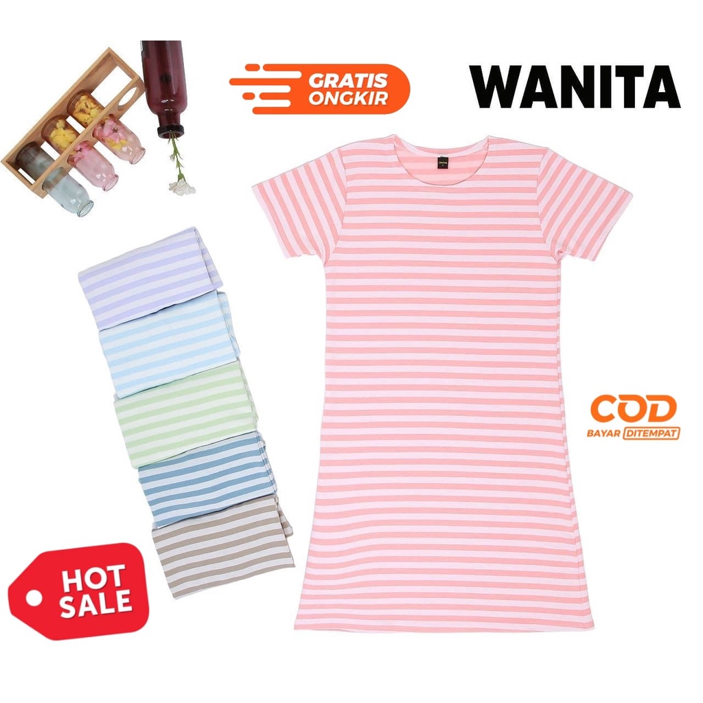 LEMONE Dress salur bahan baby terry