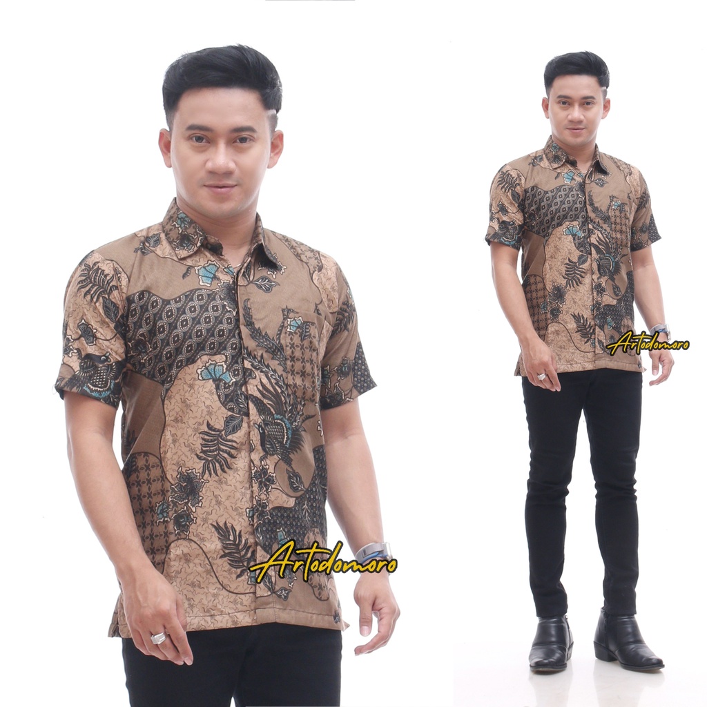 Artodomoro Kemeja Batik Pria Lengan Pendek Motif Widodari