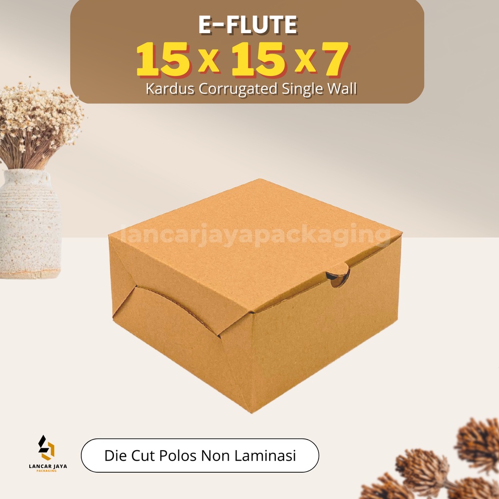 

E-FLUTE Box Kardus Coklat Kotak Snack R6 Corrugated Packaging Souvenir Hampers 15x15x7 cm