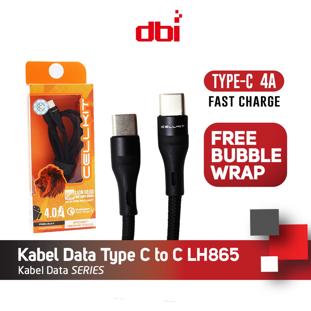 Kabel Data Type C to Type C 100cm FAST CHARGING 4A CELLKIT LH865