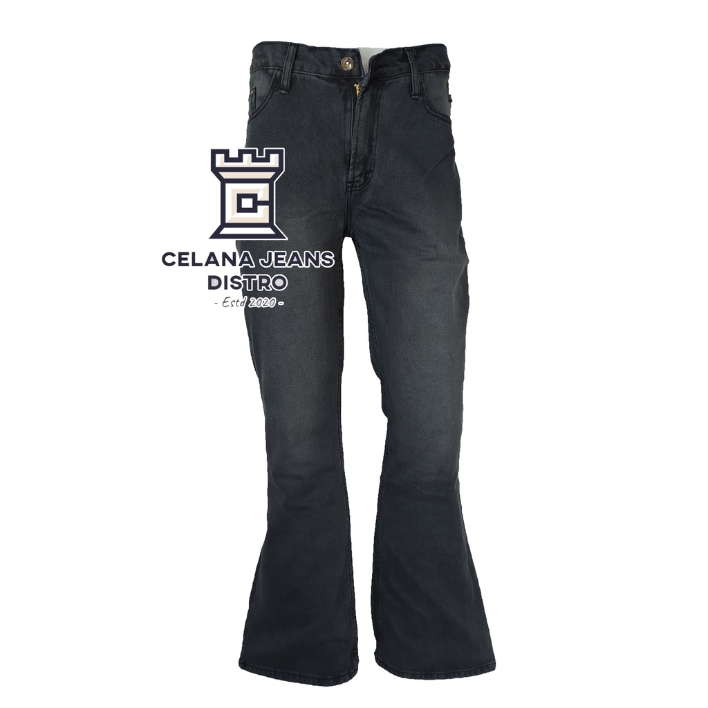 Celana Jeans Semi Cutbray Panjang Abu Pria Distro